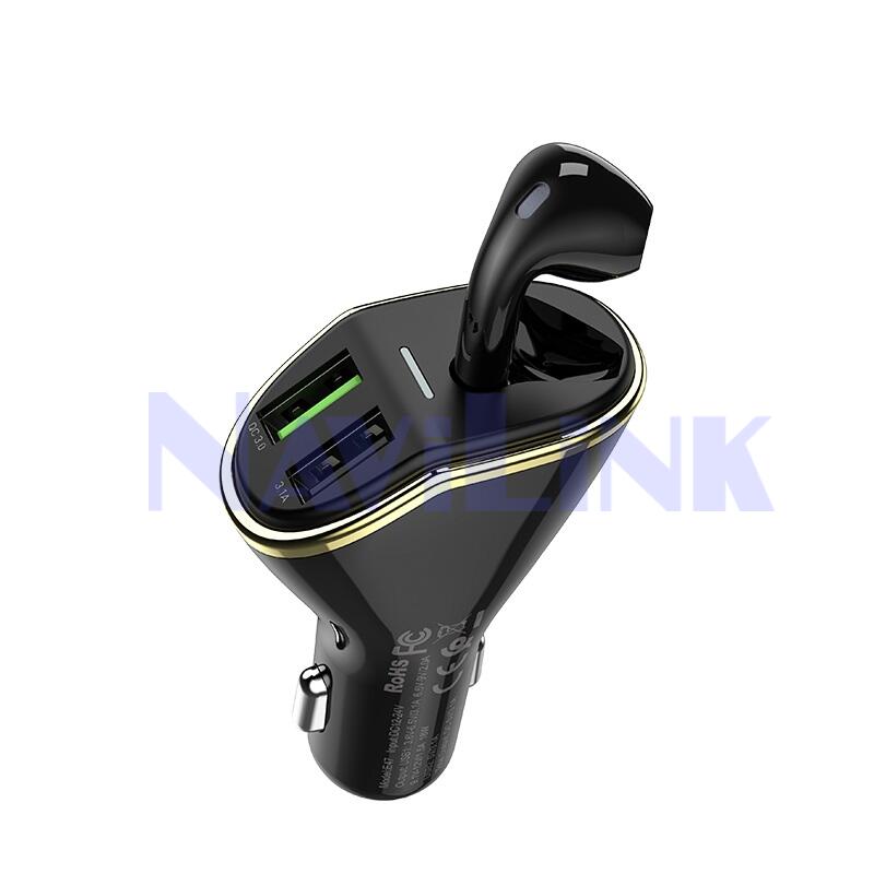 hoco-e47-traveller-wireless-headset-car-charger-ports АЗУ Hoco E47, Bluetooth-гарнитура, 2USB, QC3.0