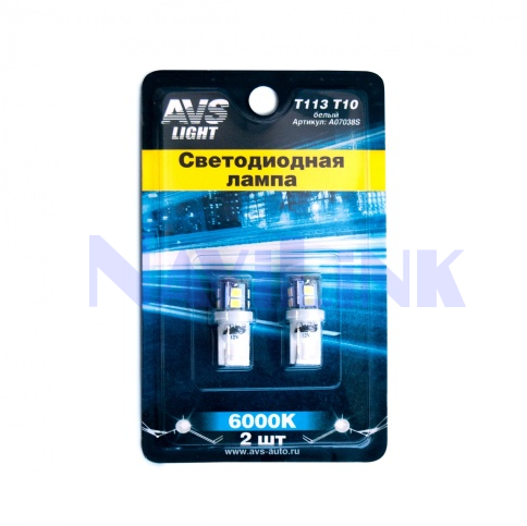 Светодиодная лампа T113 T10/белый/ (W2.1x9.5D) 11SMD 2835 12V W5W, блистер. 2 шт.