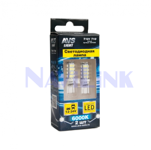 Светодиодная лампа T101 T10/белый/ (W2.1x9.5d) 54SMD 3014 9-30V W5W, коробка 2шт.