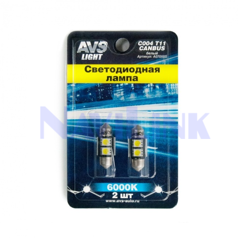 Светодиодная лампочка C004 T11 Светодиодная лампа C004 T11/белый/ (SV8,5) CANBUS 4SMD5050 31 мм 12V.