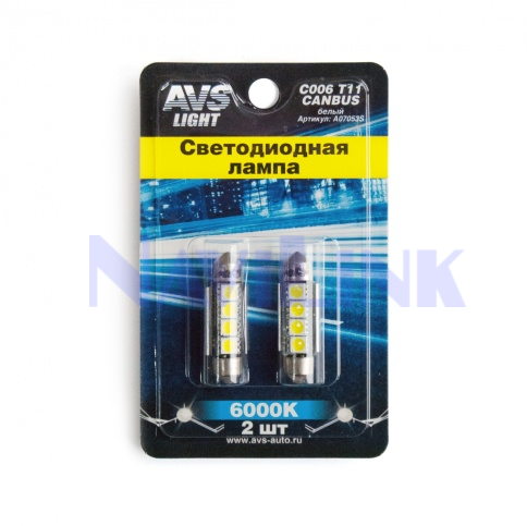 T11 (C10W) Светодиодная лампа C006 T11/белый/(SV8,5) CANBUS 4SMD5050 39 мм 12V.