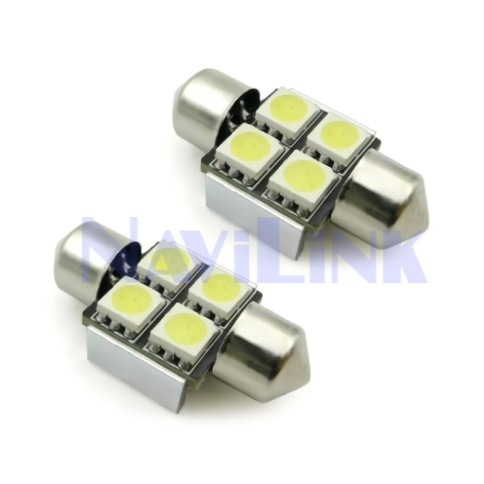 Т11 Светодиодная лампа C007 Т11/белый/ (SV8,5/8) 4x5050 SMD 31mm CANBUS, блистер 2 шт.
