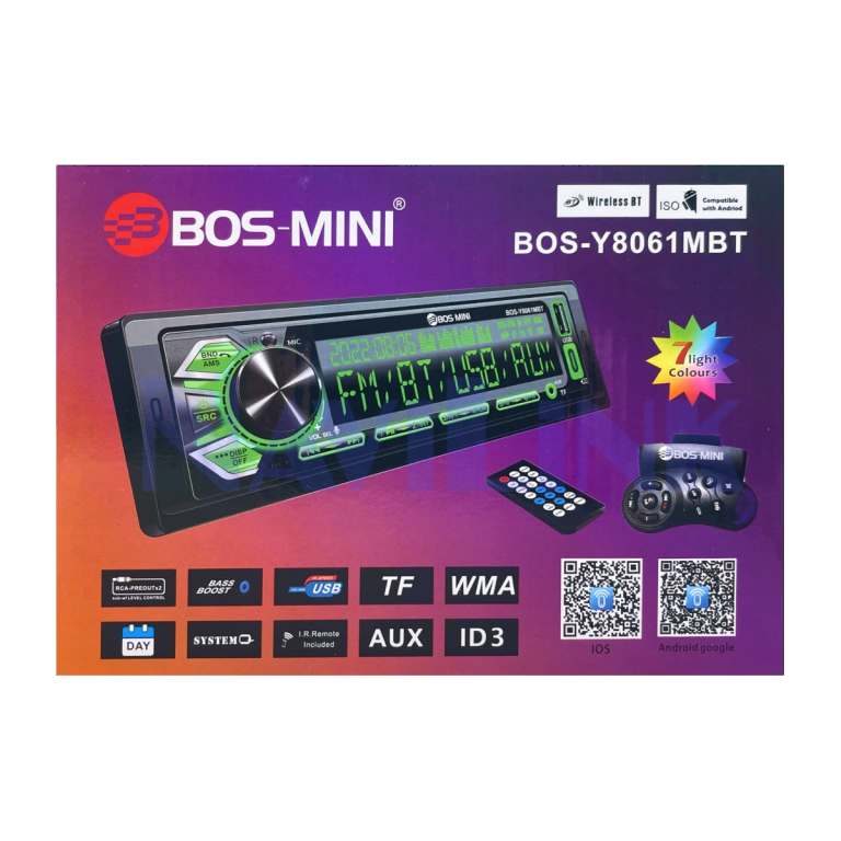 BOS-Y8061MBT Магнитола (1din) BOS-MINI BOS-Y8061MBT