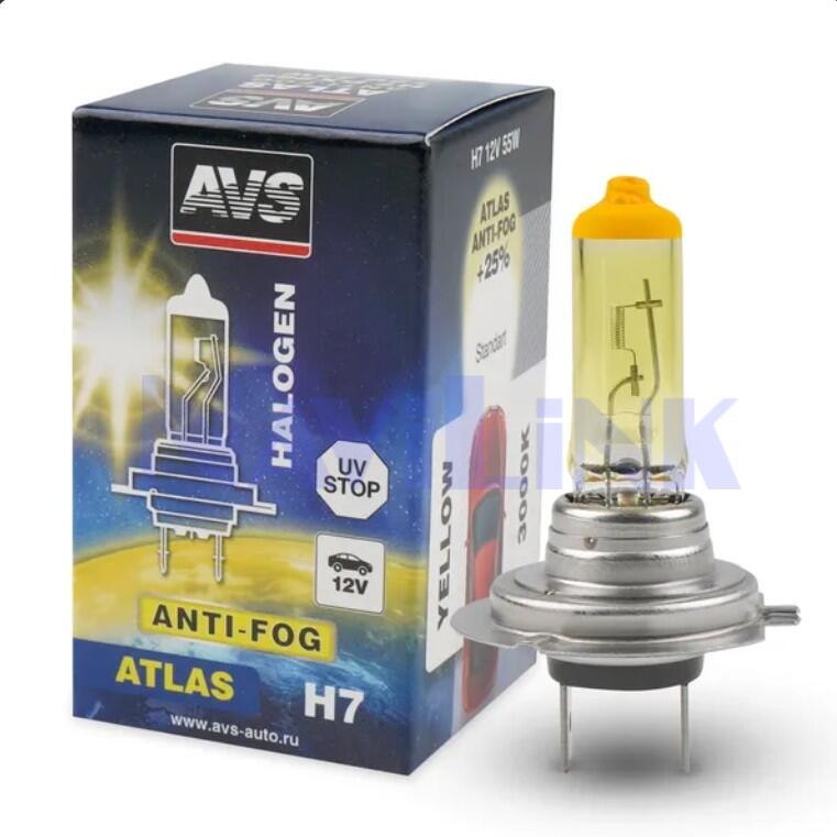 Галогенная лампа AVS ATLAS ANTI-FOG BOX желтый H7,12V.55W.коробка 1шт. Галогенная лампа AVS/ATLAS ANTI-FOG/BOX желтый H7,12V.55W.коробка 1шт.