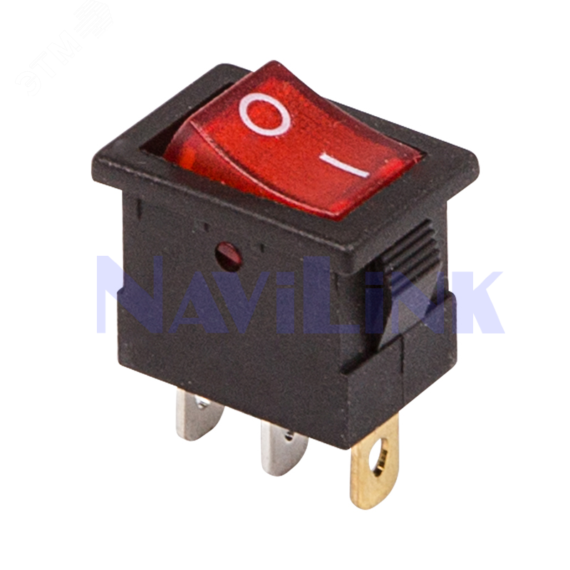 Переключатель клавишный 12V 15А (3с) ON-OFF красный с подсветкой mini