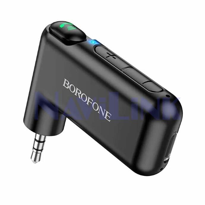 6974443381450 Ресивер-AUX Bluetooth V5.0 Borofone BC35 (AUX 3.5-3.5) с микрофоном, металлик
